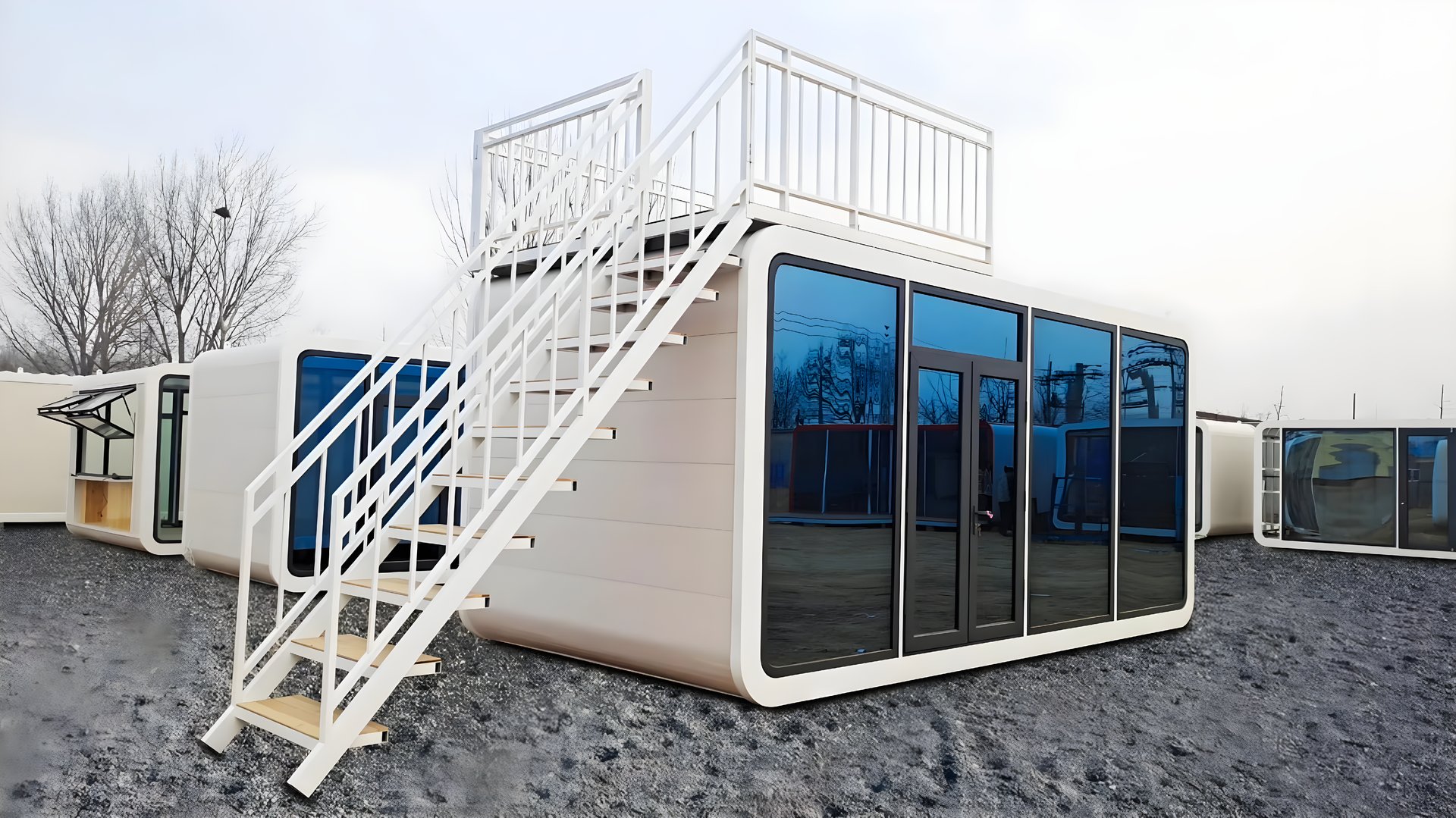 Prefab resort unit with outdoor deck